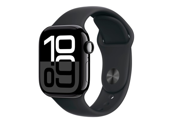 Apple Watch Series 10 42mm Jet Black Aluminium Sport Band Black S/M