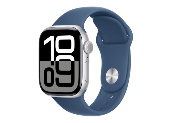 Apple Watch Series 10 46mm Silver Aluminium Case Sport Band Blue M/L