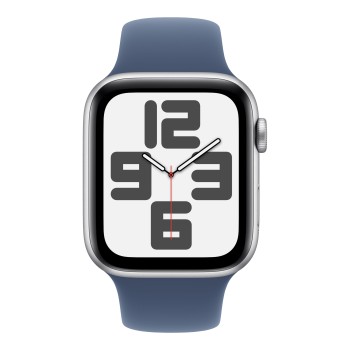 Apple Watch SE 2024 44mm Silver Aluminium Case, Sport Band (Denim) M/L
